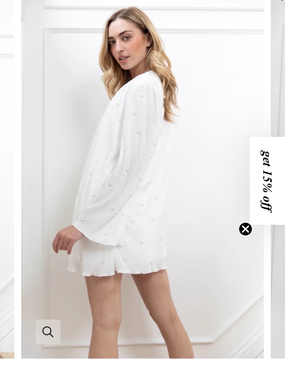 Women's White Pearl Robe